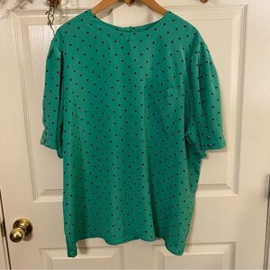Vintage Green Polk a dot Career Blouse